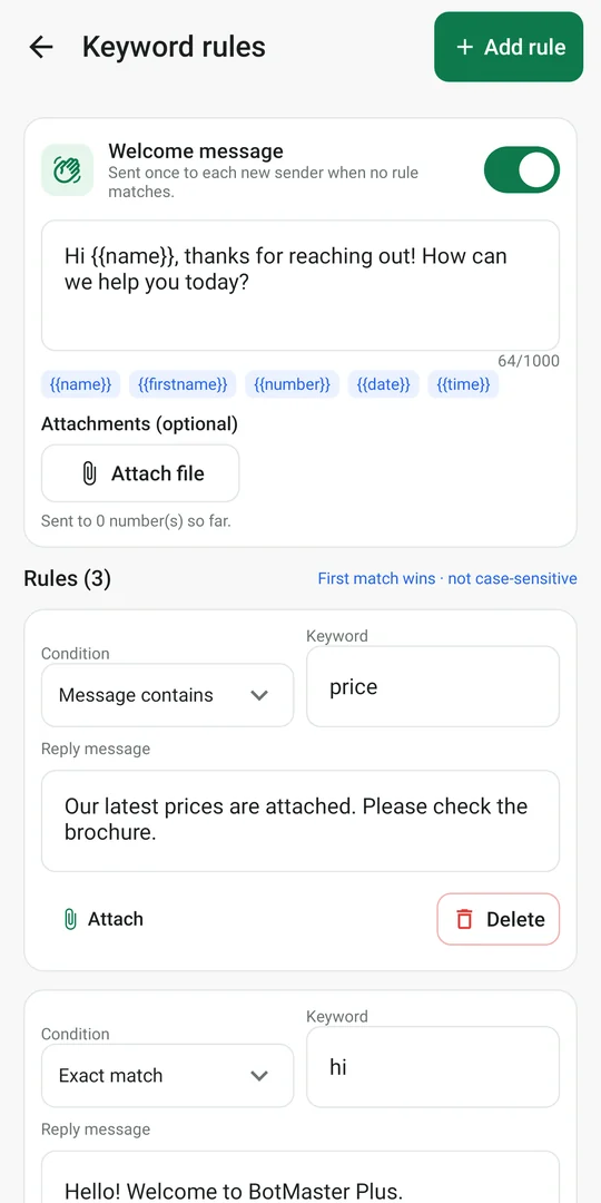 Auto-reply screen